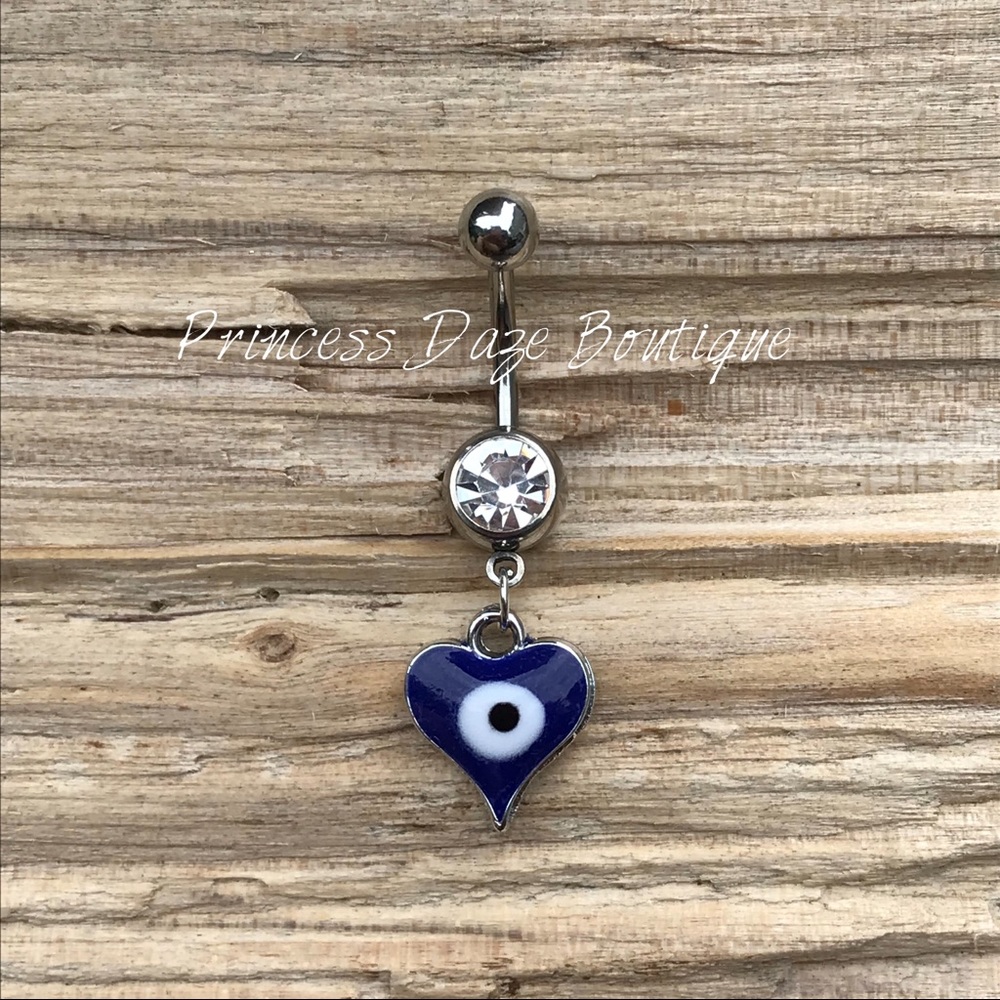 Heart Evil Eye Belly Button Ring